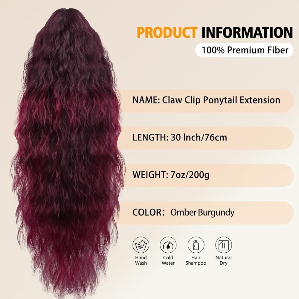 30 Inch Synthetic Wavy Ponytail Extension with Claw Clip Natural Look - Picture 7 of 7